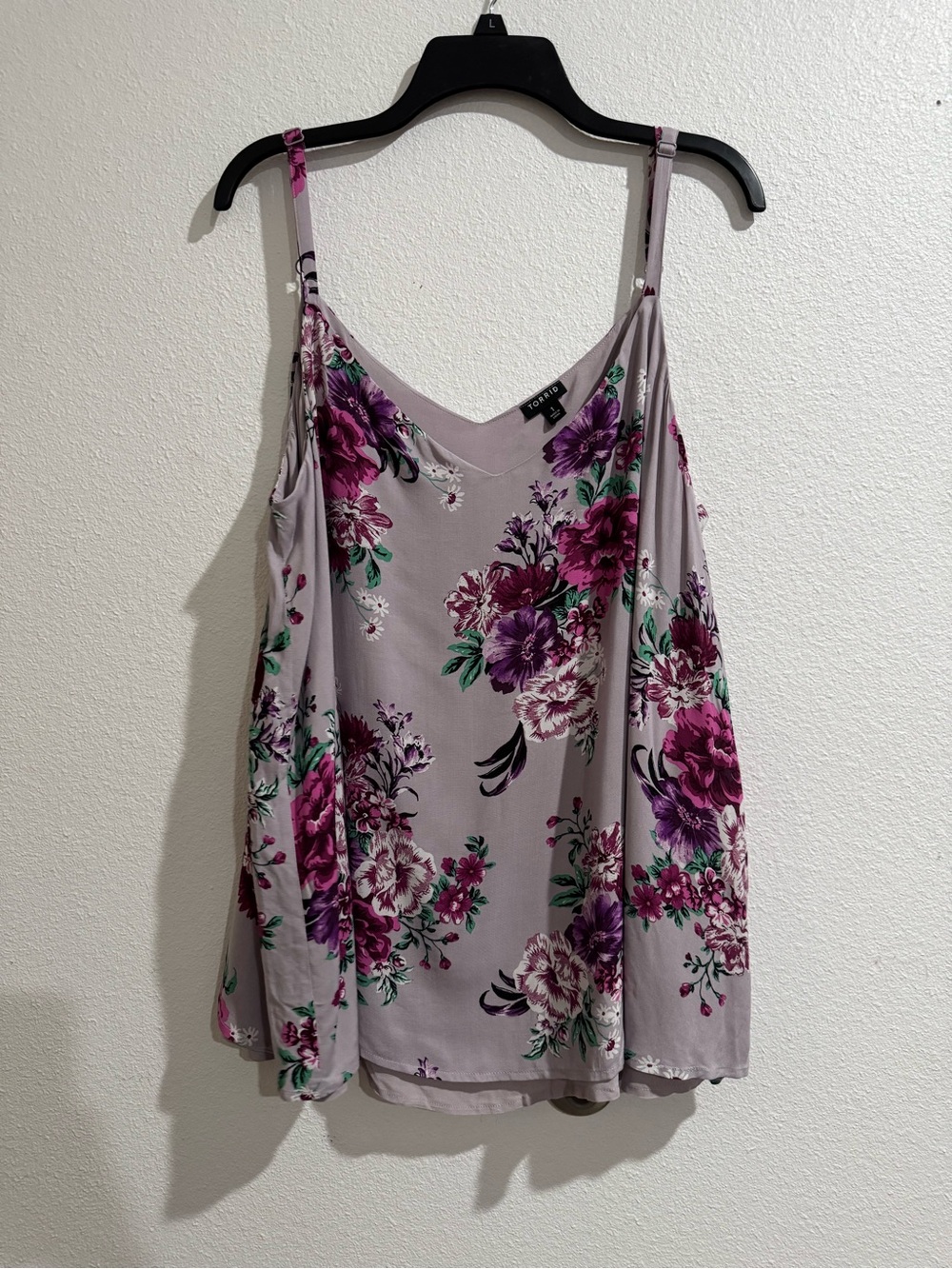 torrid Lavender Floral Swing Camisole with Purple & Green Accents